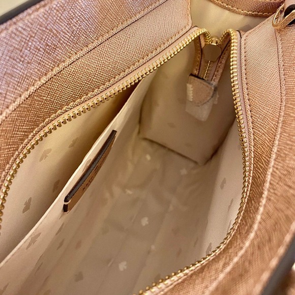 Kate spade purse tinsel glitter satchel handbag & wallet rose gold - Picture 7 of 10